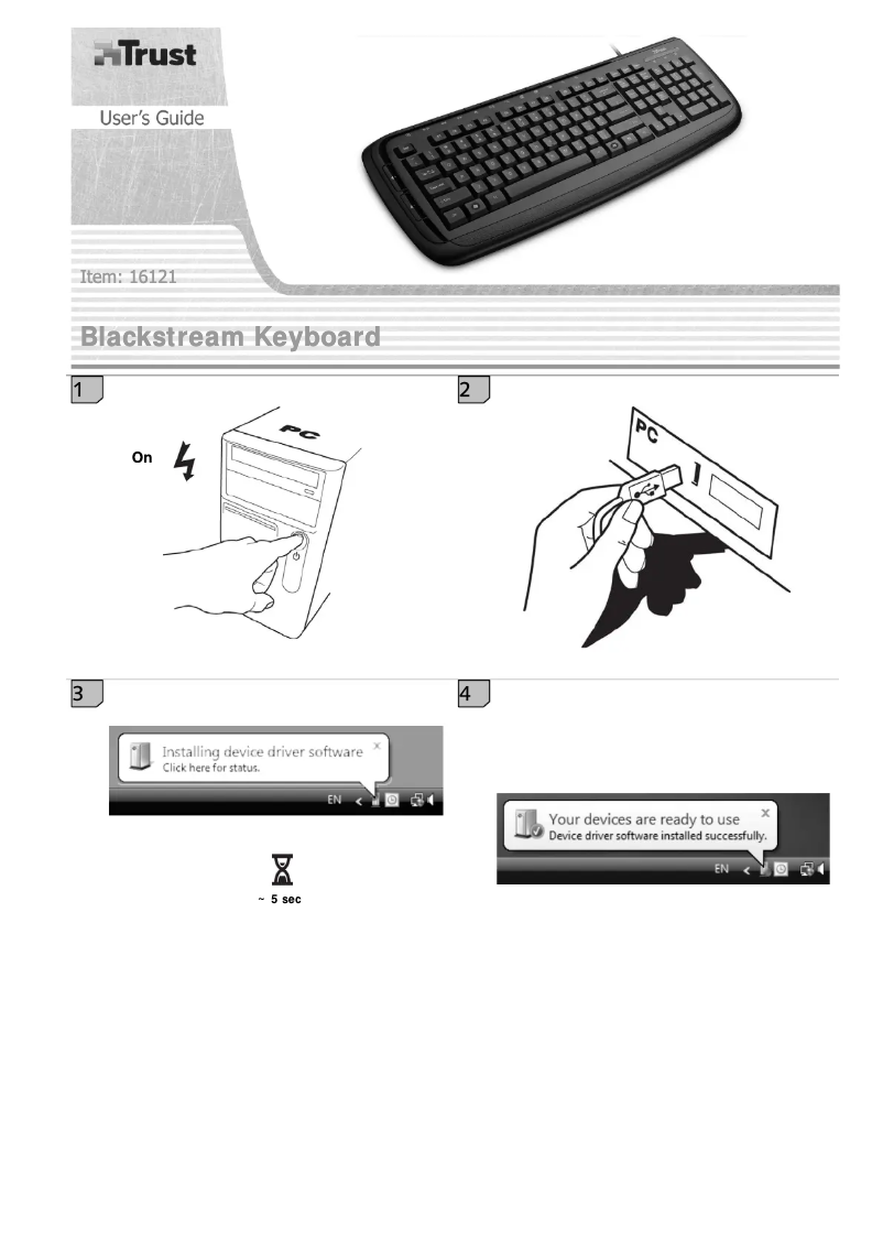 Page 1 de la notice Manuel utilisateur Trust BlackStream Keyboard