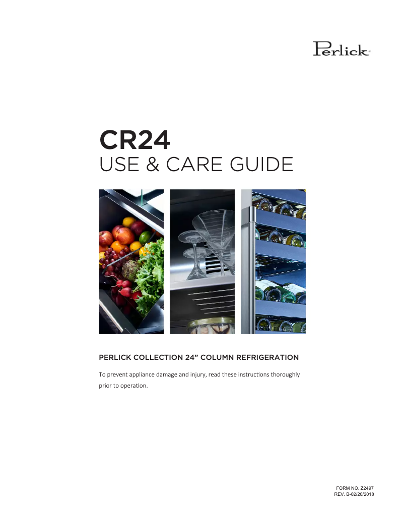 Página 1 del manual Manual de uso y mantenimiento Perlick CR24W-1-4L