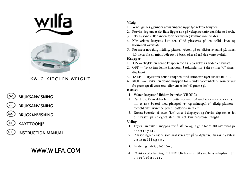 Image de la première page du manuel de l'appareil Gram KW-2