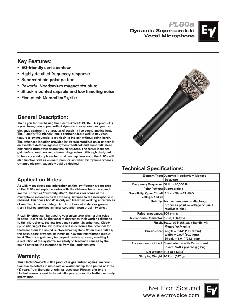 Image de la première page du manuel de l'appareil PL80a