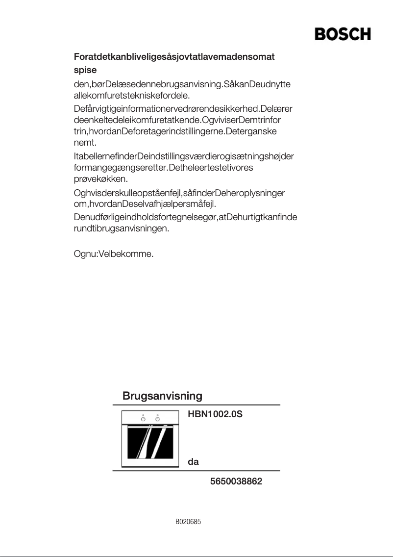 Page 1 de la notice Manuel utilisateur Bosch HBN100220s