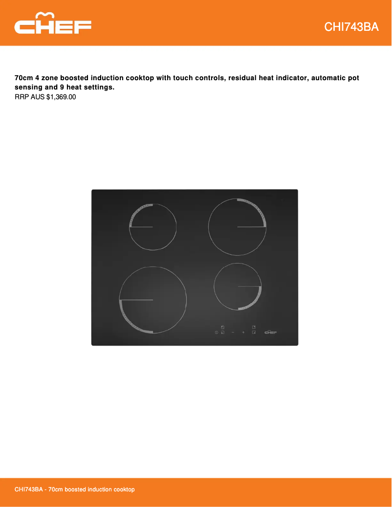Página 1 del manual Ficha técnica Chef CHI743BA