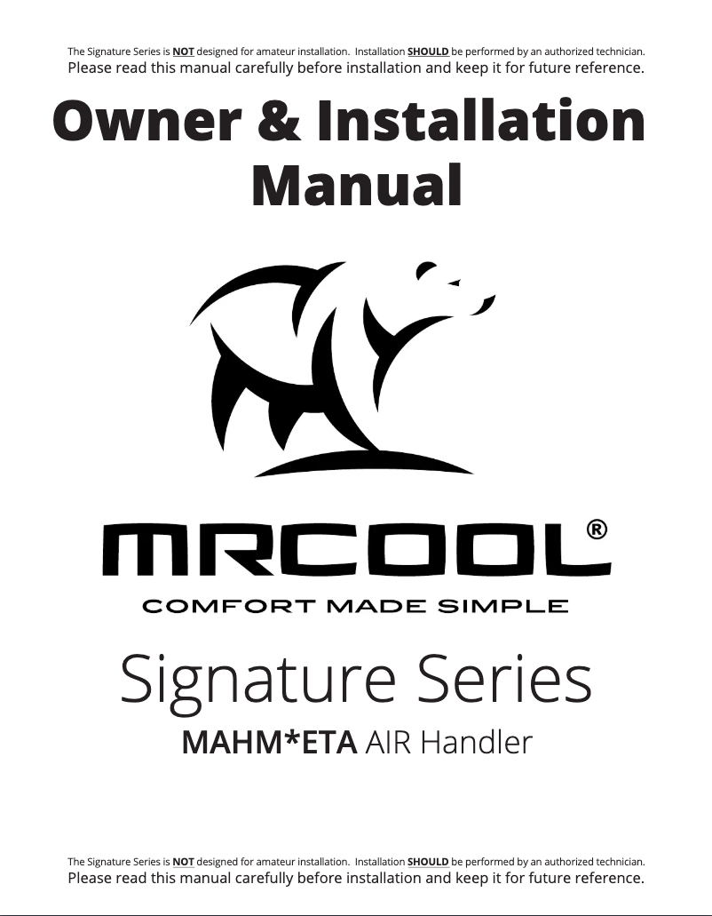Page n°1 - Manuel utilisateur MRCOOL MAHM036ETA
