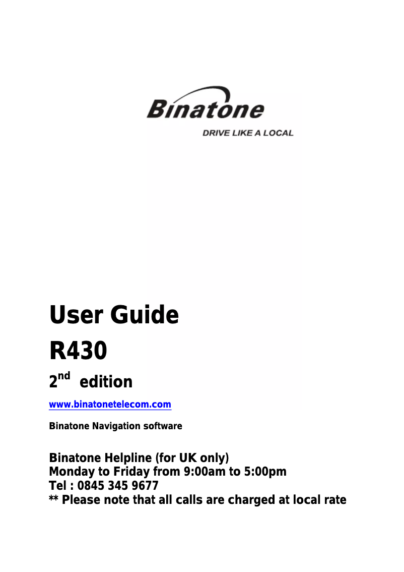Page n°1 - Manuel utilisateur Binatone R430