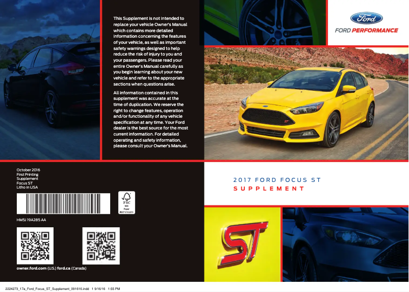 Image de la première page du manuel de l'appareil Focus ST (2017)