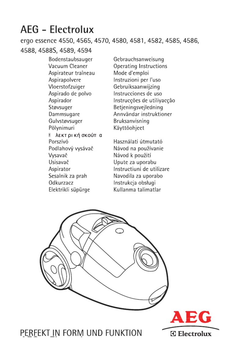 Page 1 de la notice Manuel utilisateur AEG Ergo Essence 4588S