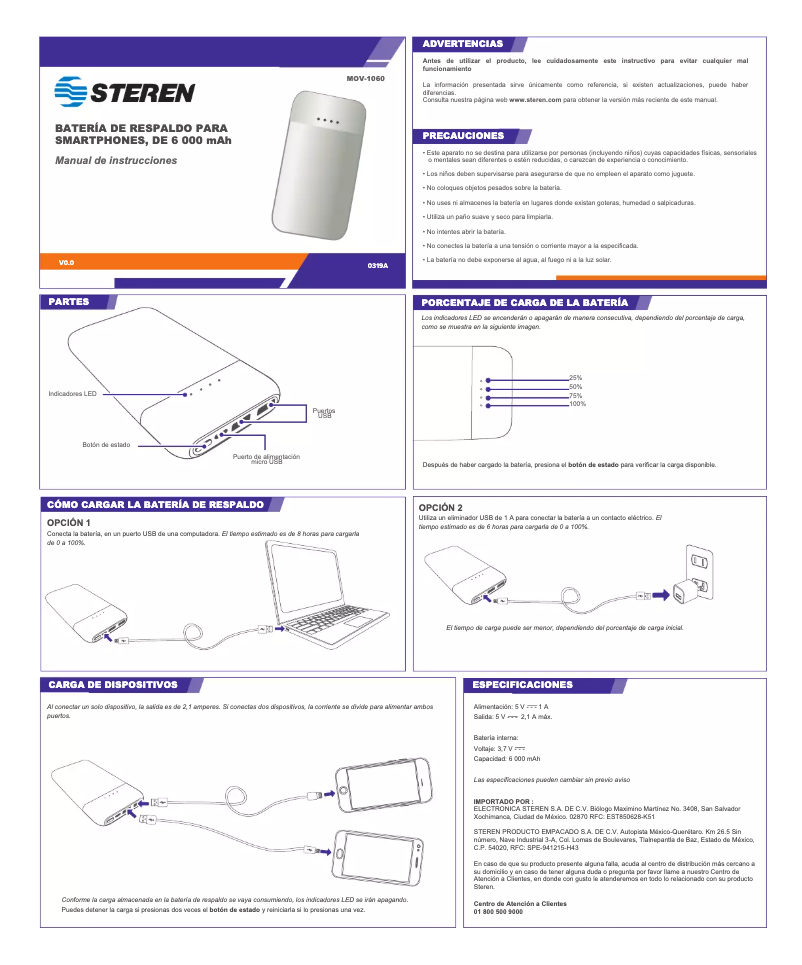 Page 1 de la notice Manuel utilisateur Steren MOV-1060