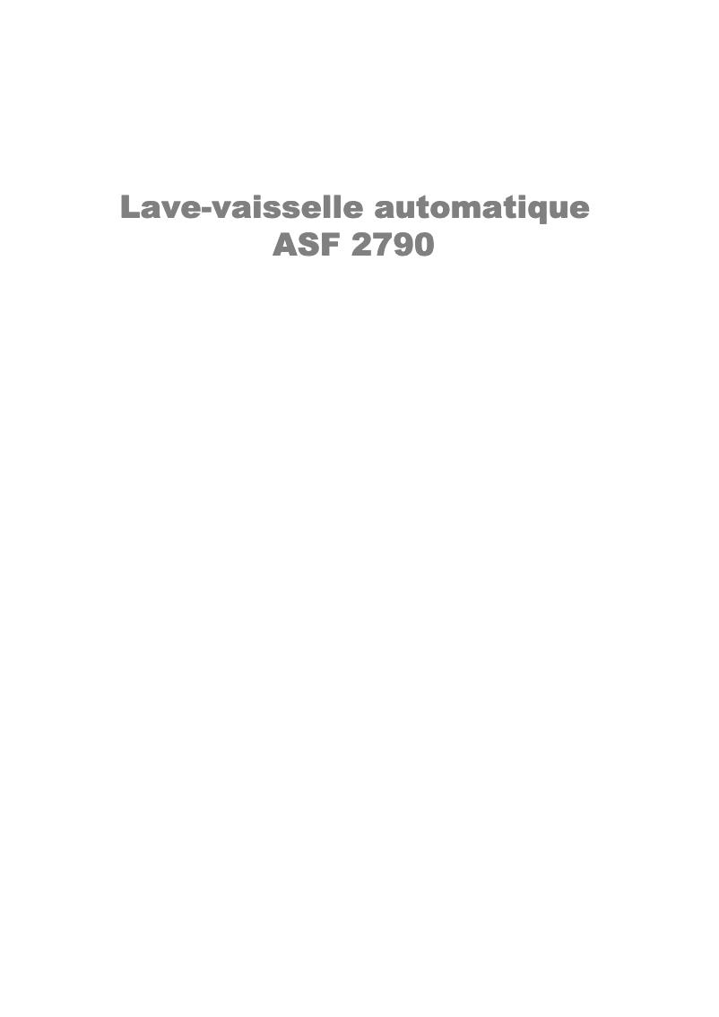 Image de la première page du manuel de l'appareil ASF 2790