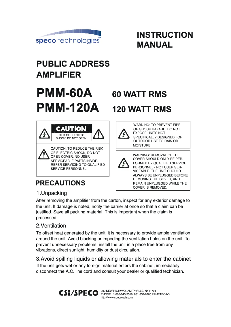 Image de la première page du manuel de l'appareil PMM-120A