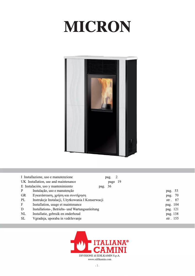 Página 1 del manual Manual de usuario Edilkamin MICRON