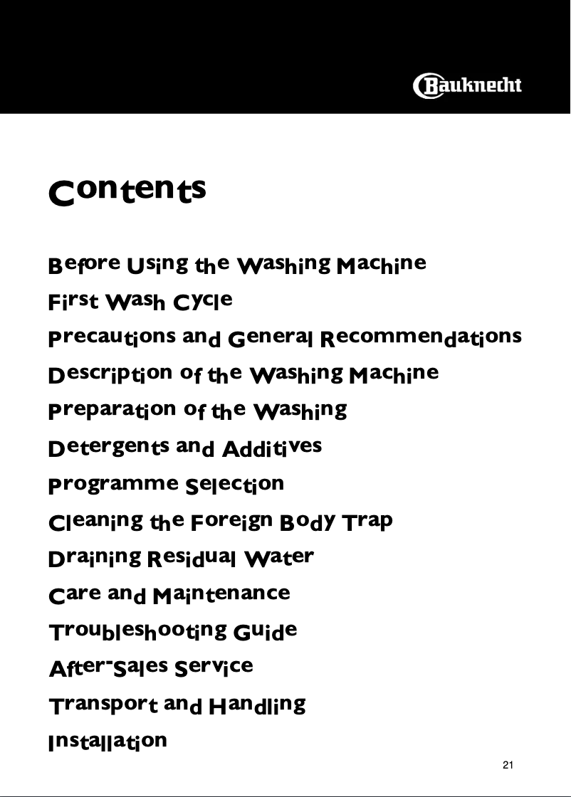 Page 1 de la notice Manuel utilisateur Bauknecht WATS 5350