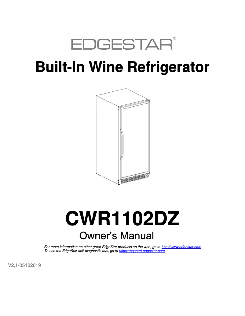 Page 1 de la notice Manuel utilisateur EdgeStar CWR1102DZ