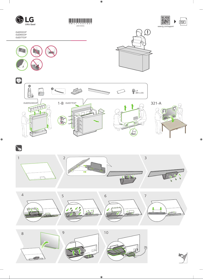 Image de la première page du manuel de l'appareil OLED65CX6LA (2020)