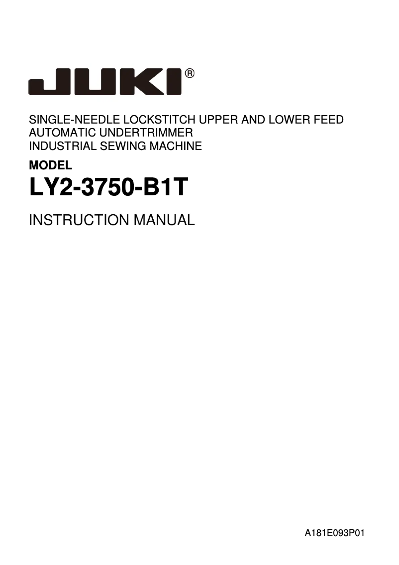 Image de la première page du manuel de l'appareil LY2-3750-B1T