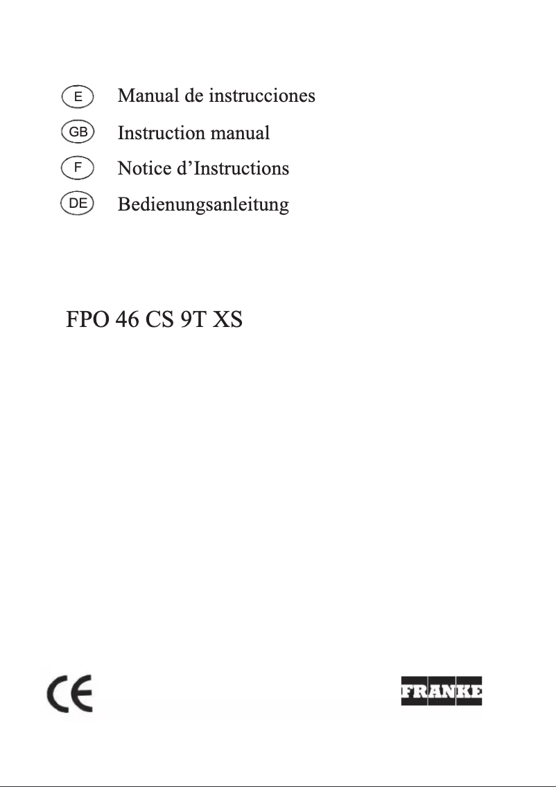 Page n°1 - Manuel utilisateur Franke FPO 46 CS 9T XS
