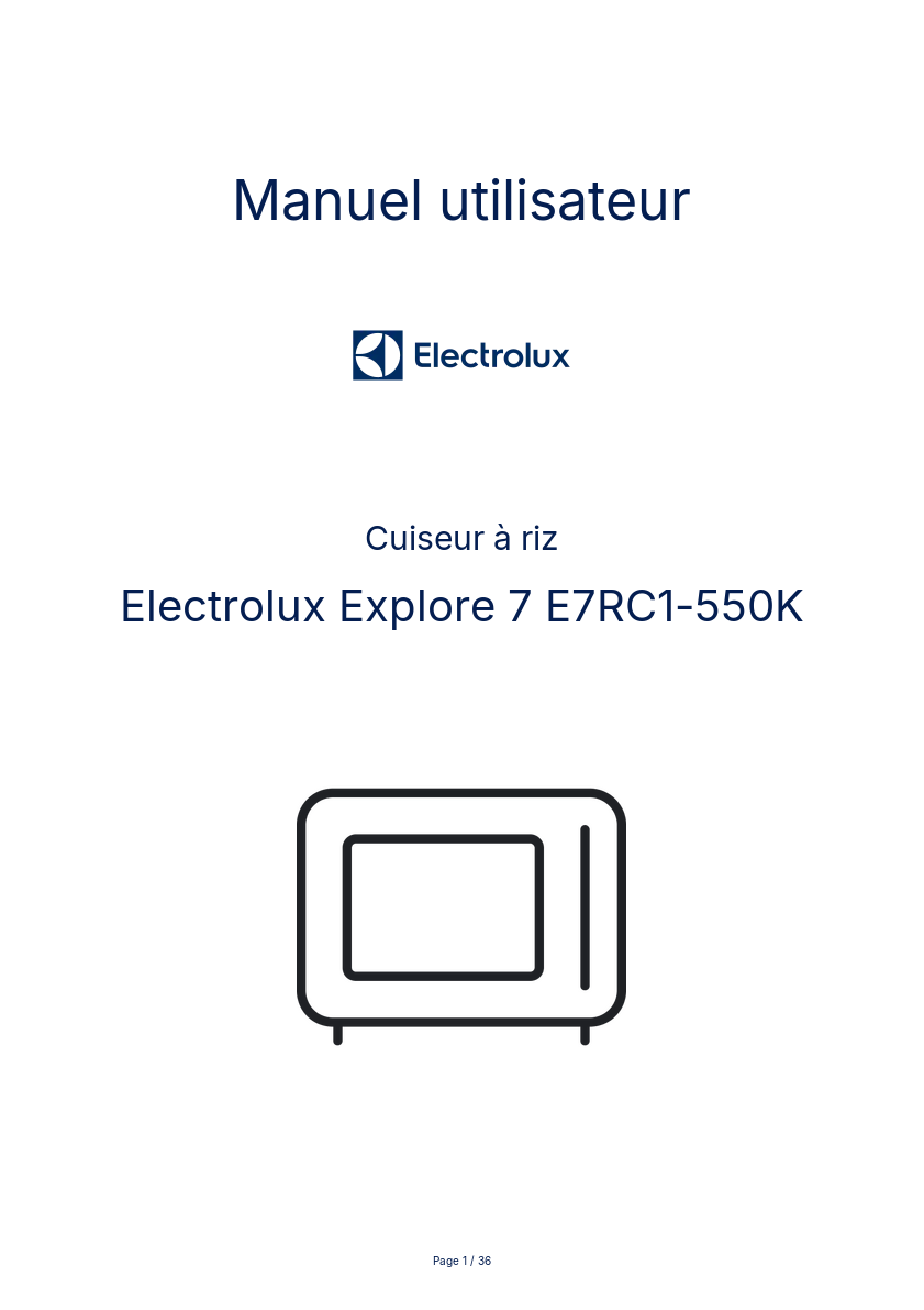 Image de la première page du manuel de l'appareil Explore 7 E7RC1-550K