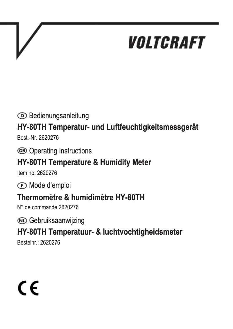 Page 1 de la notice Manuel utilisateur Voltcraft HY-80TH