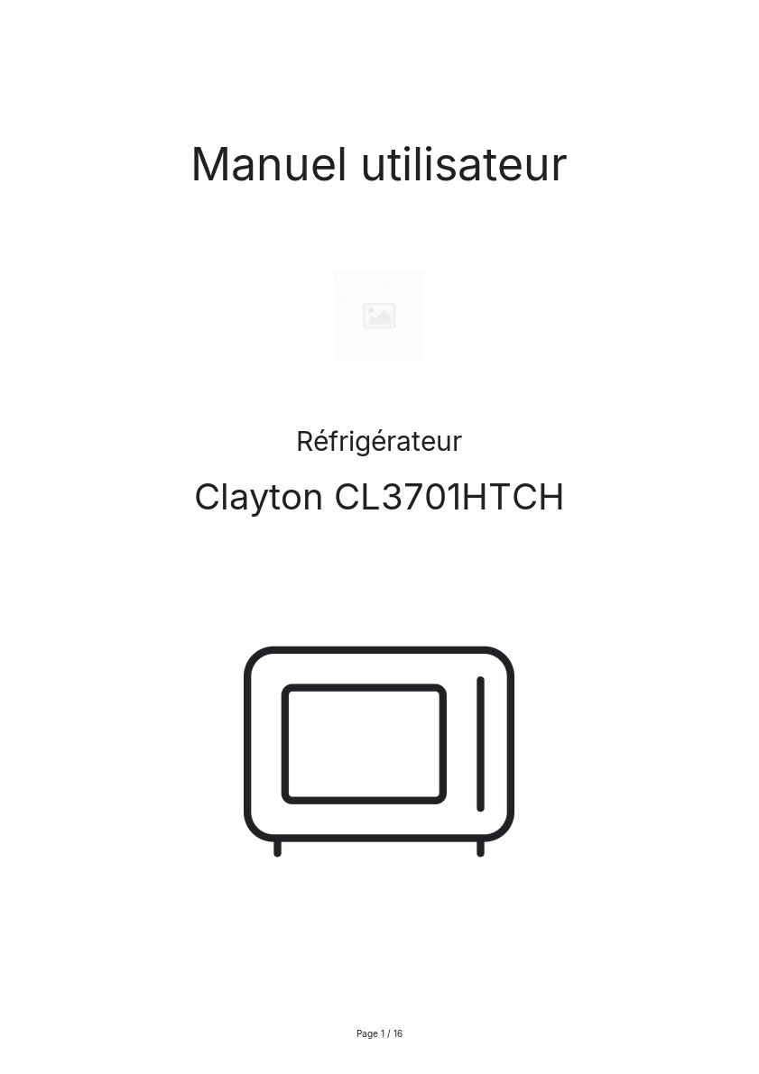Page n°1 - Manuel utilisateur Clayton CL3701HTCH