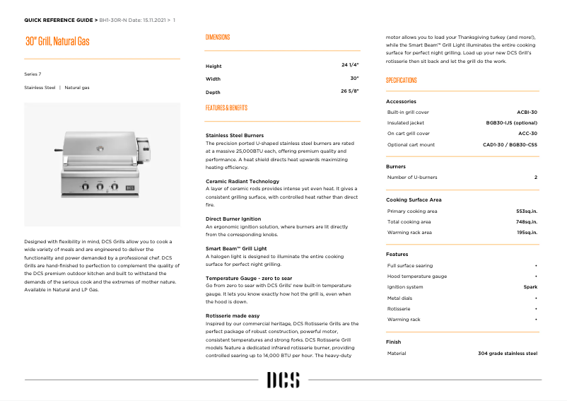 Page 1 de la notice Manuel utilisateur DCS BH1-30R-N