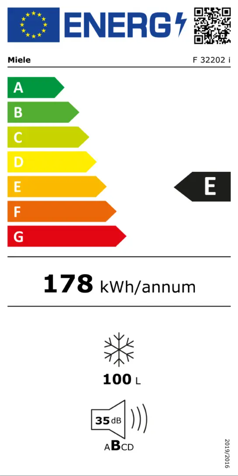 Page n°1 - Label énergétique Miele F 32202 i