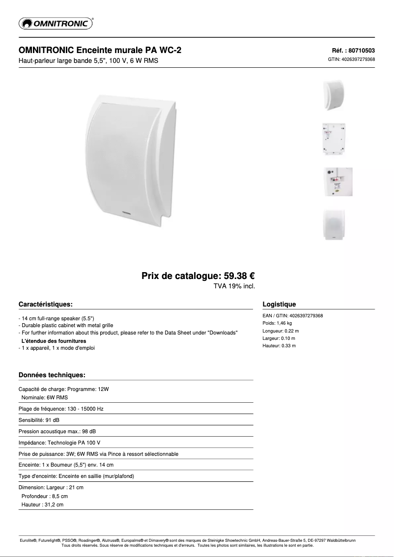 Página 1 del manual Ficha técnica Omnitronic WC-2