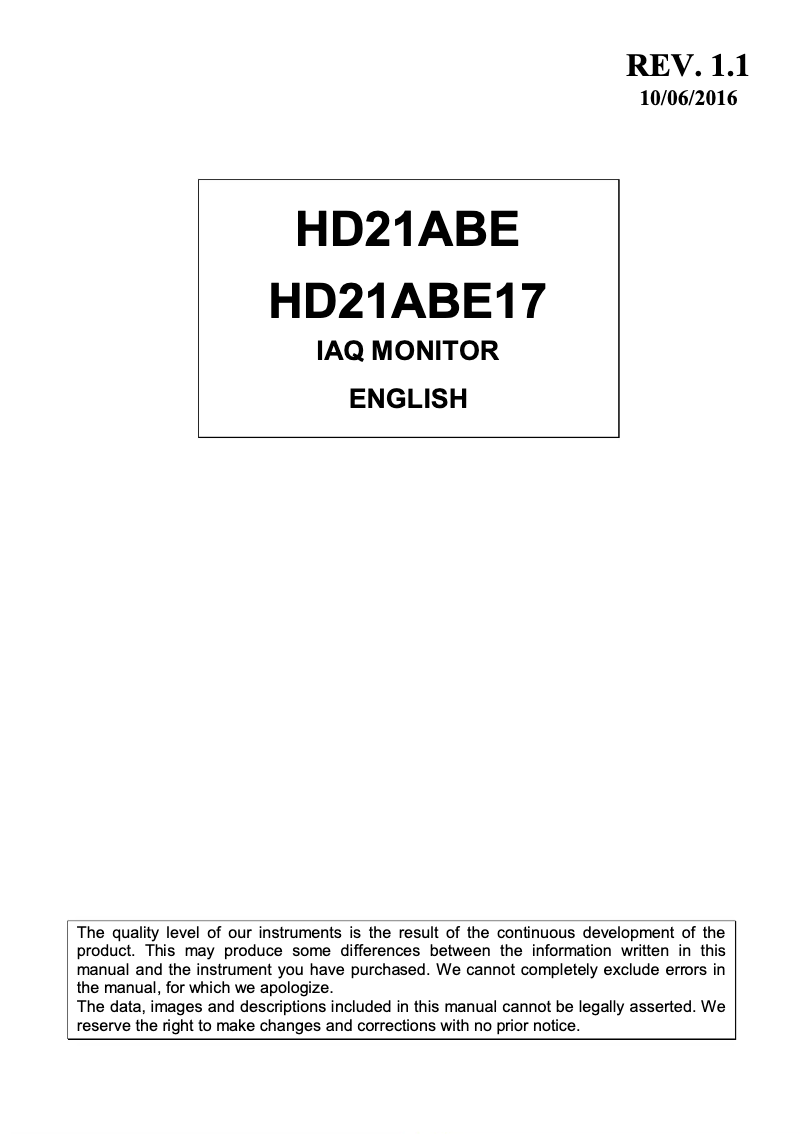 Page 1 de la notice Manuel utilisateur Delta Ohm HD21ABE17