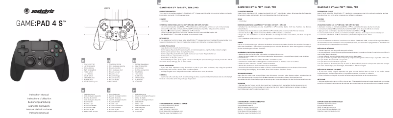 Page 1 de la notice Manuel utilisateur Snakebyte Game Pad 4 S