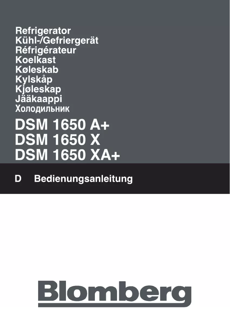Page n°1 - Manuel utilisateur Blomberg DSM 1650 X