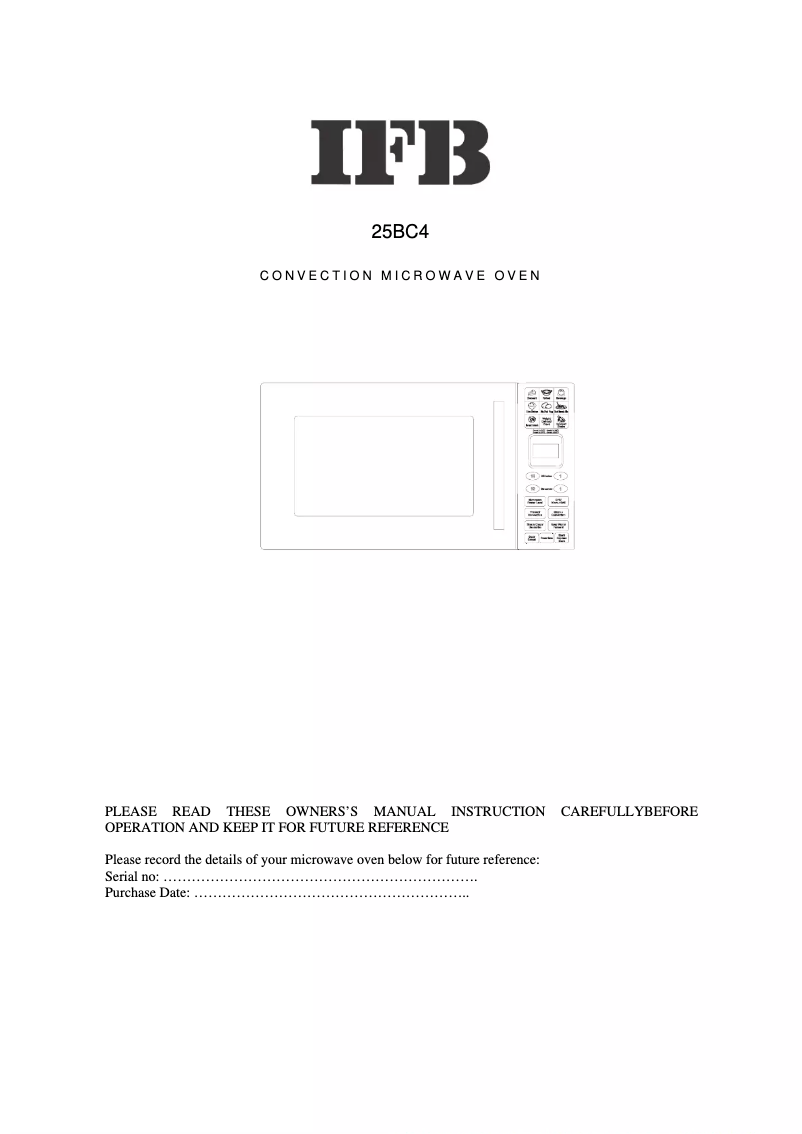 Page n°1 - Manuel utilisateur IFB 25BC4