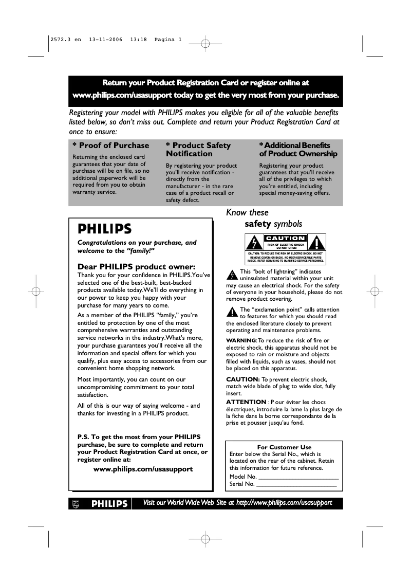 Page 1 de la notice Manuel utilisateur Philips 47PF9441D