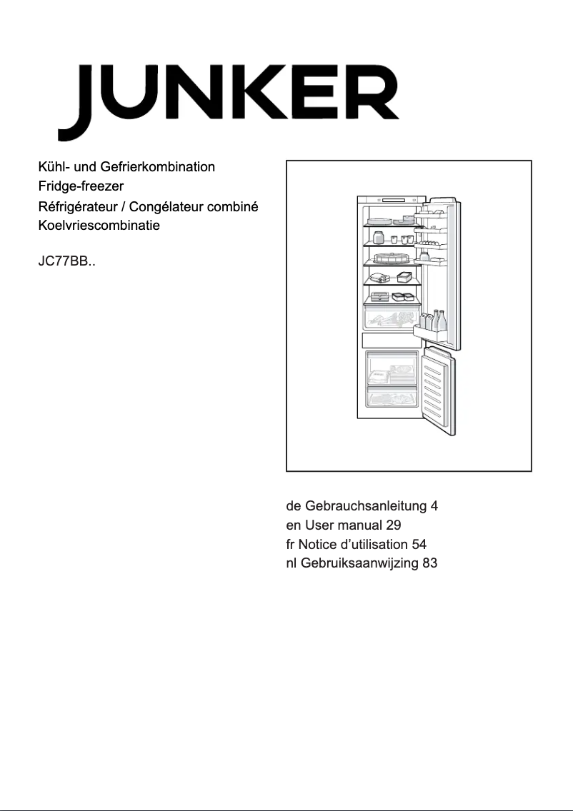 Page 1 de la notice Manuel utilisateur Junker JC77BBSF0