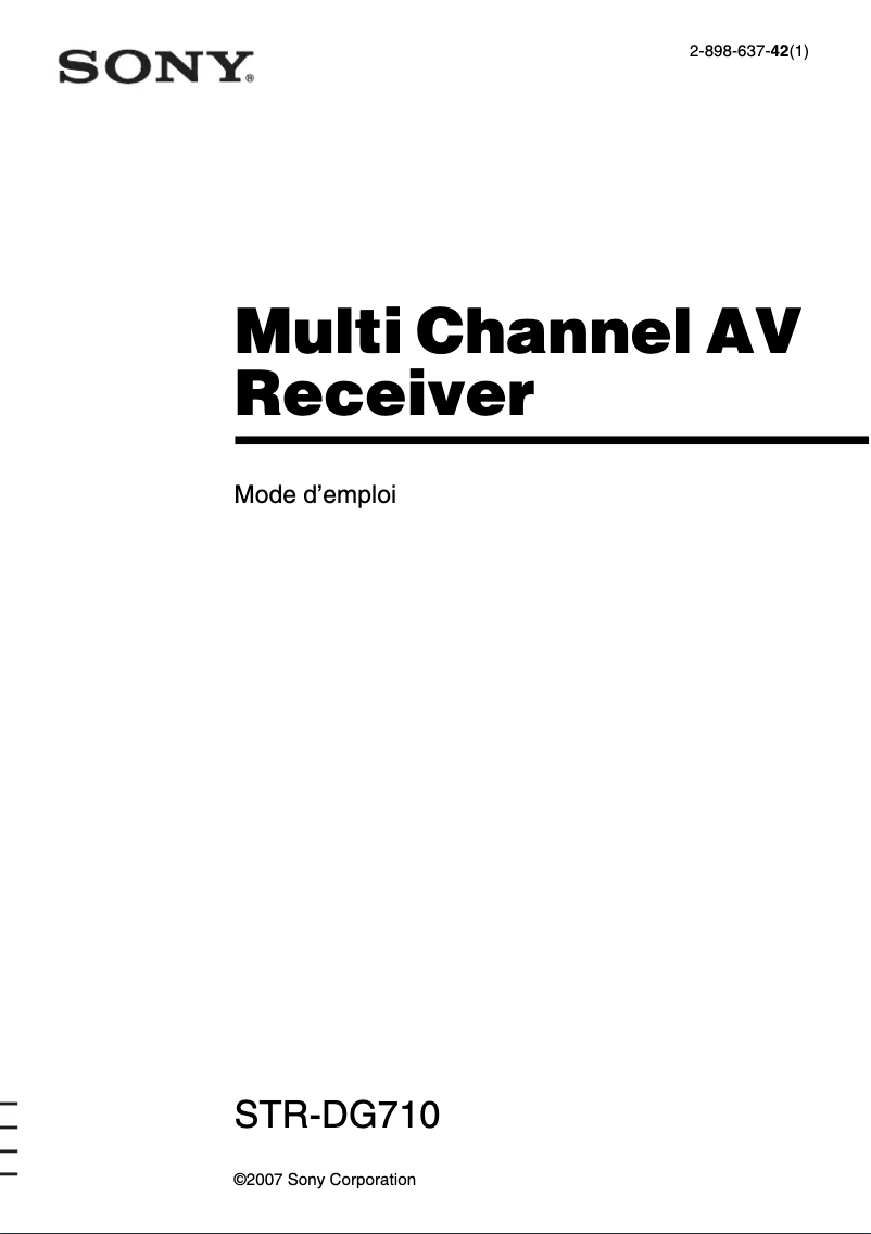 Image de la première page du manuel de l'appareil STR-DG710