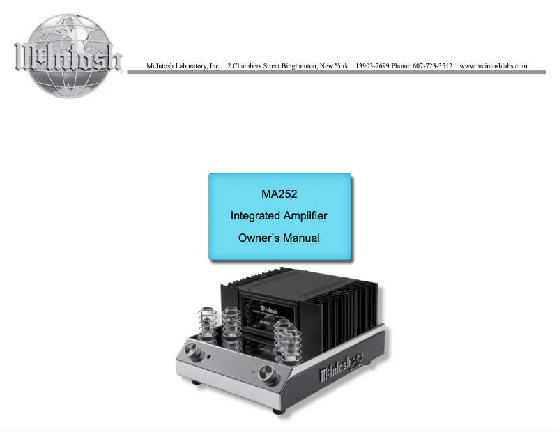 Page 1 de la notice Manuel utilisateur McIntosh MA252