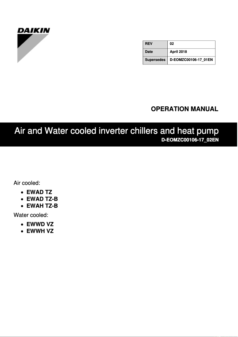 Page n°1 - Manuel utilisateur Daikin EWAH670TZXSB2