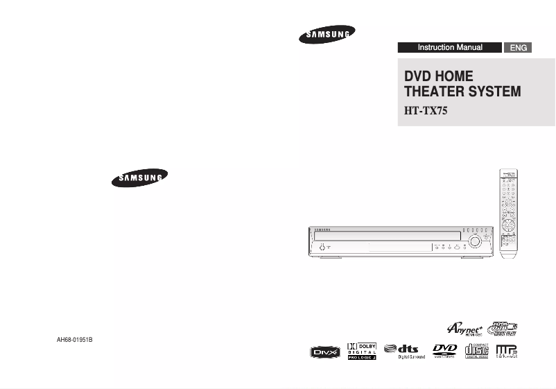 Page 1 de la notice Manuel utilisateur Samsung HT-TX75