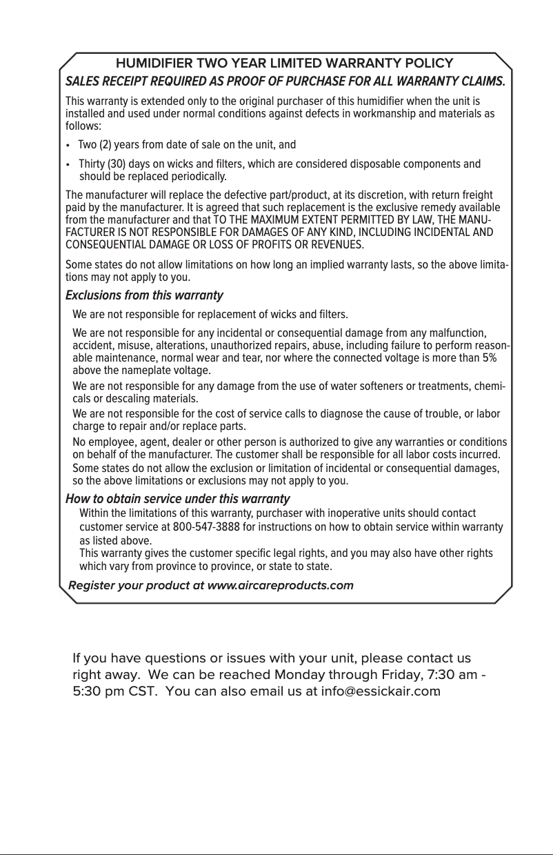 Página 1 del manual Manual de instrucciones AirCare 836000HB