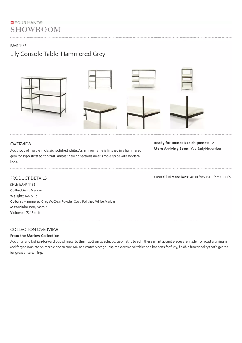 Page 1 de la notice Manuel utilisateur Four Hands Marlow IMAR-146B