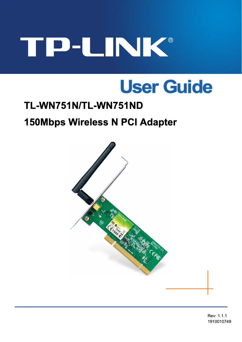 Page n°1 - Manuel utilisateur TP-Link TL-WN751N