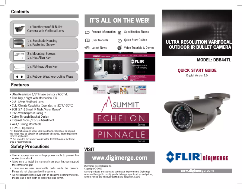 Page 1 de la notice Manuel utilisateur FLIR Summit DBB44TL