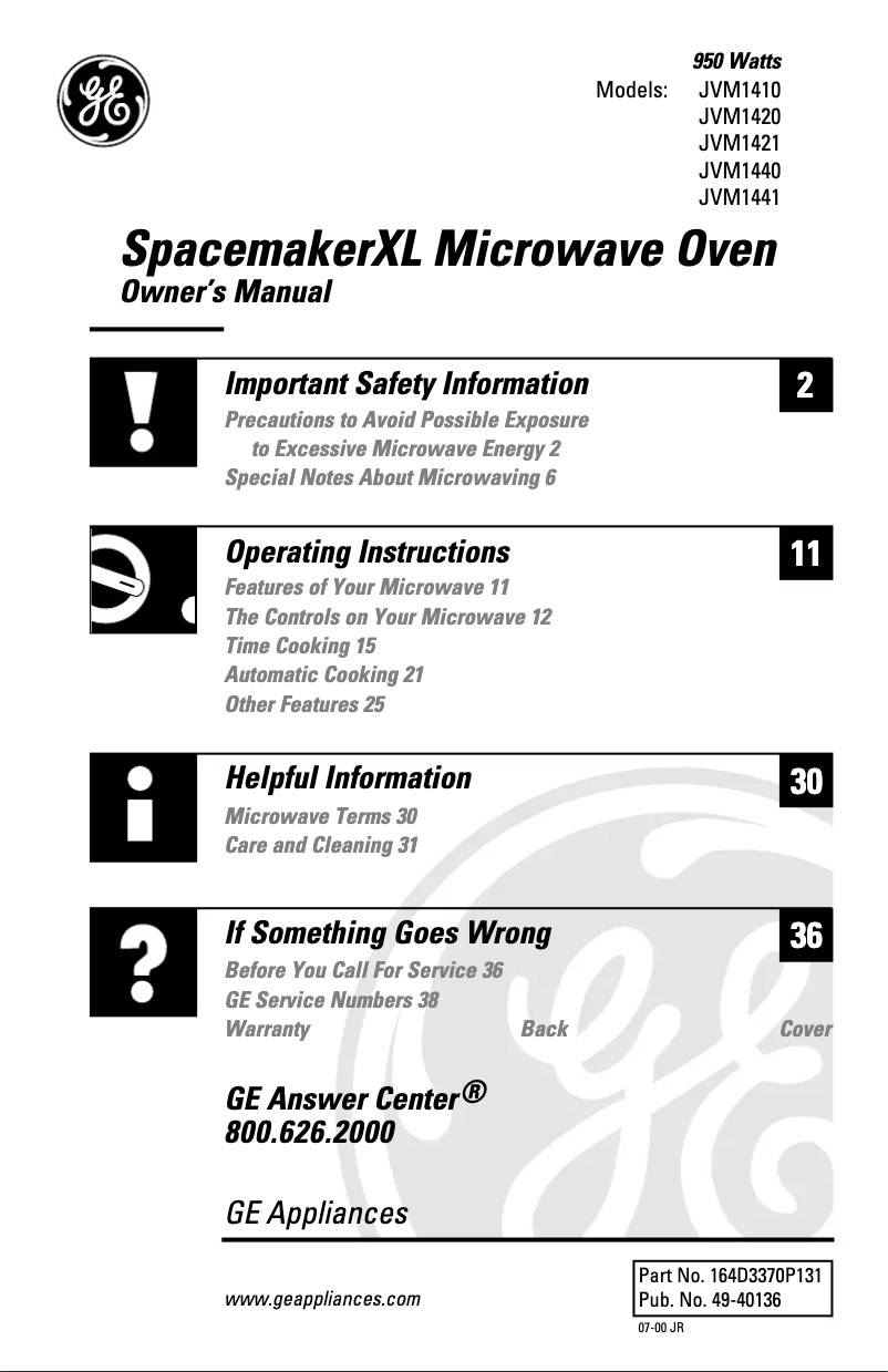 Image de la première page du manuel de l'appareil JVM1440WA