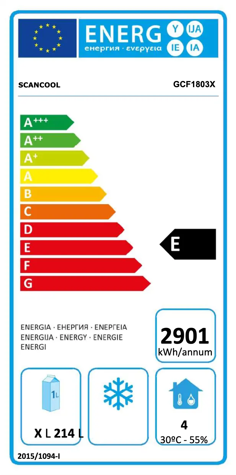 Page n°1 - Label énergétique Scancool GCF1803X