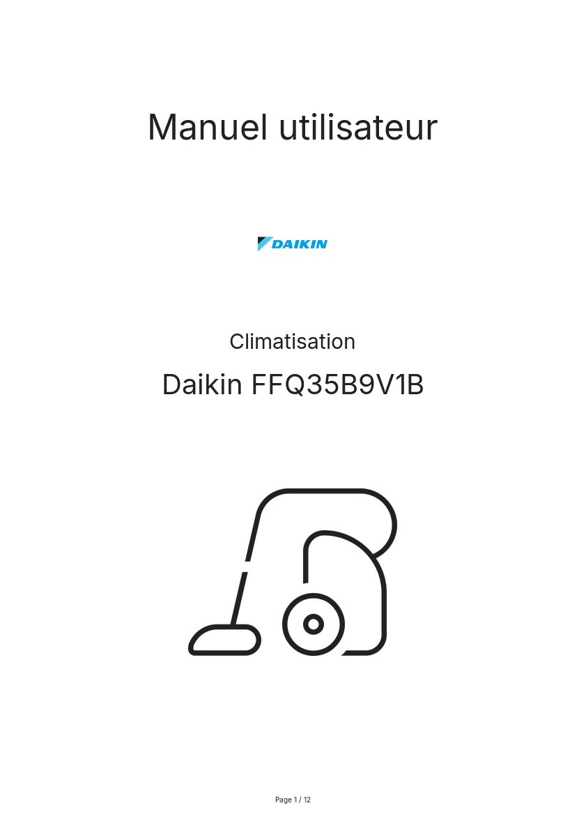 Page n°1 - Manuel utilisateur Daikin FFQ35B9V1B