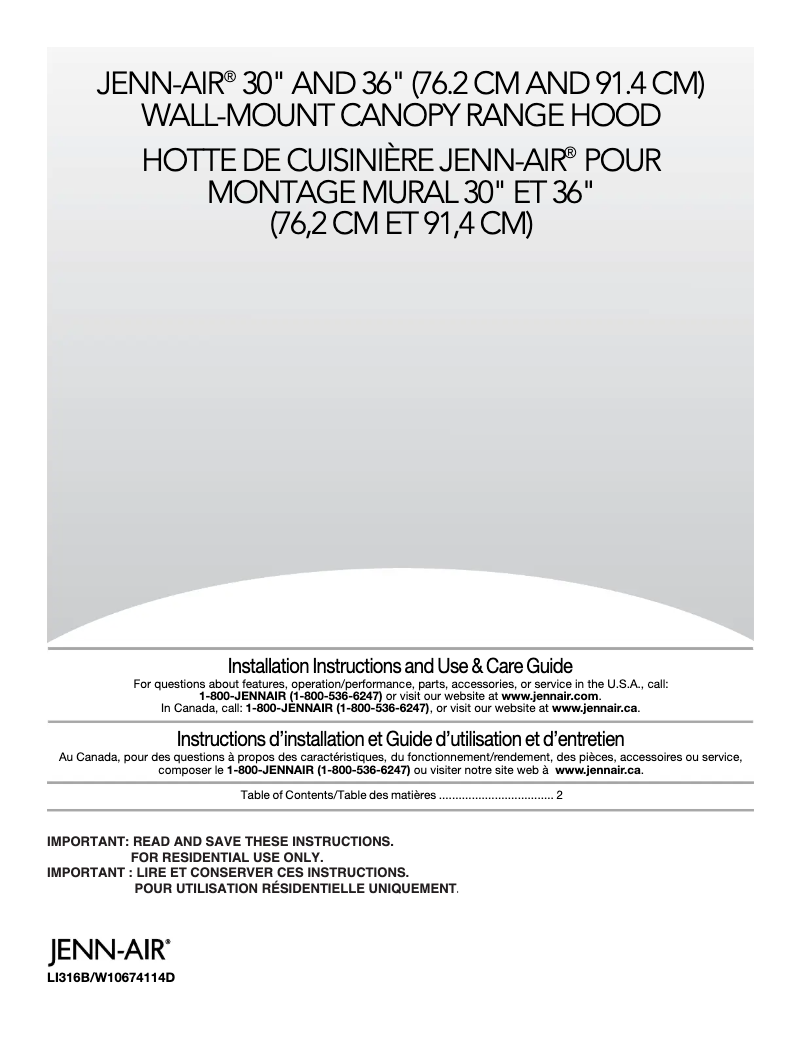 Page 1 de la notice Manuel utilisateur JennAir JXW8536DS