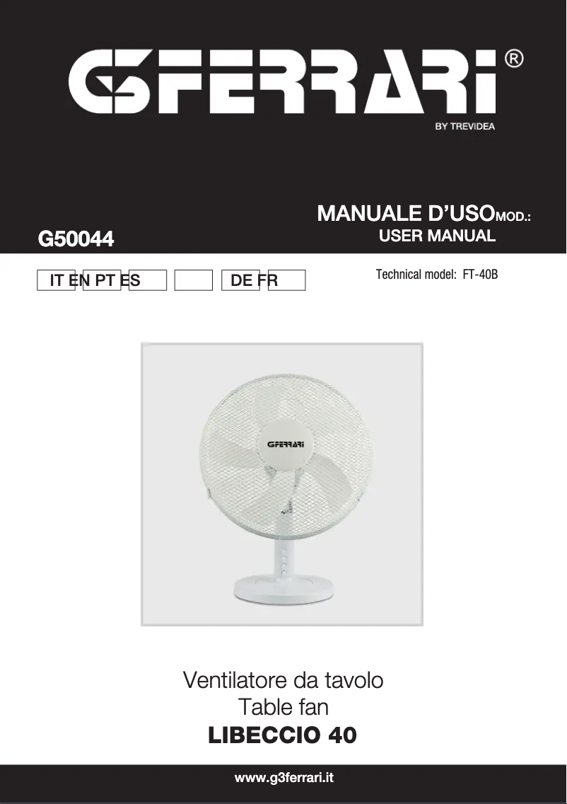 Page 1 de la notice Manuel utilisateur G3 Ferrari Libeccio 40 G50044