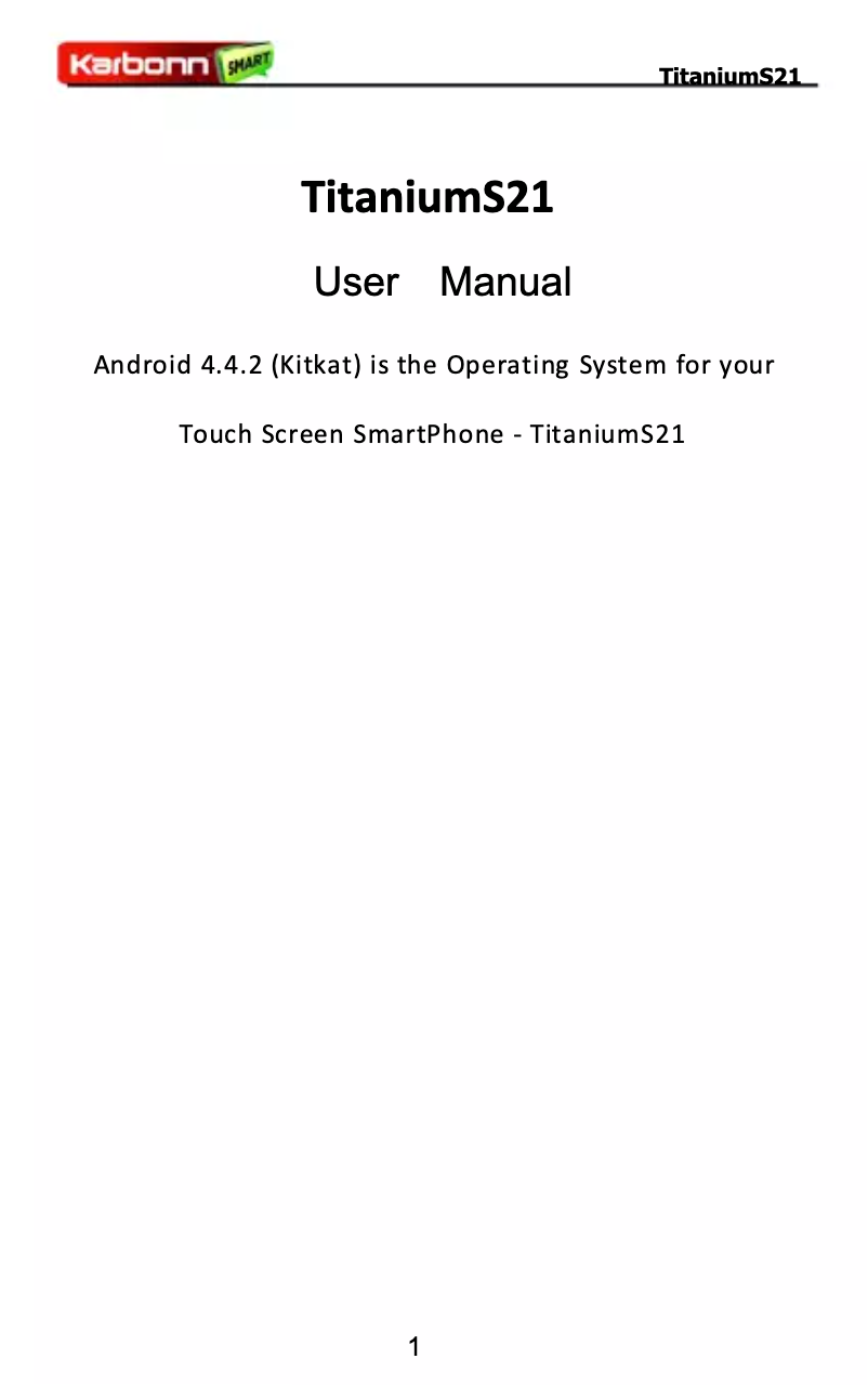 Page 1 de la notice Manuel utilisateur Karbonn Titanium S21