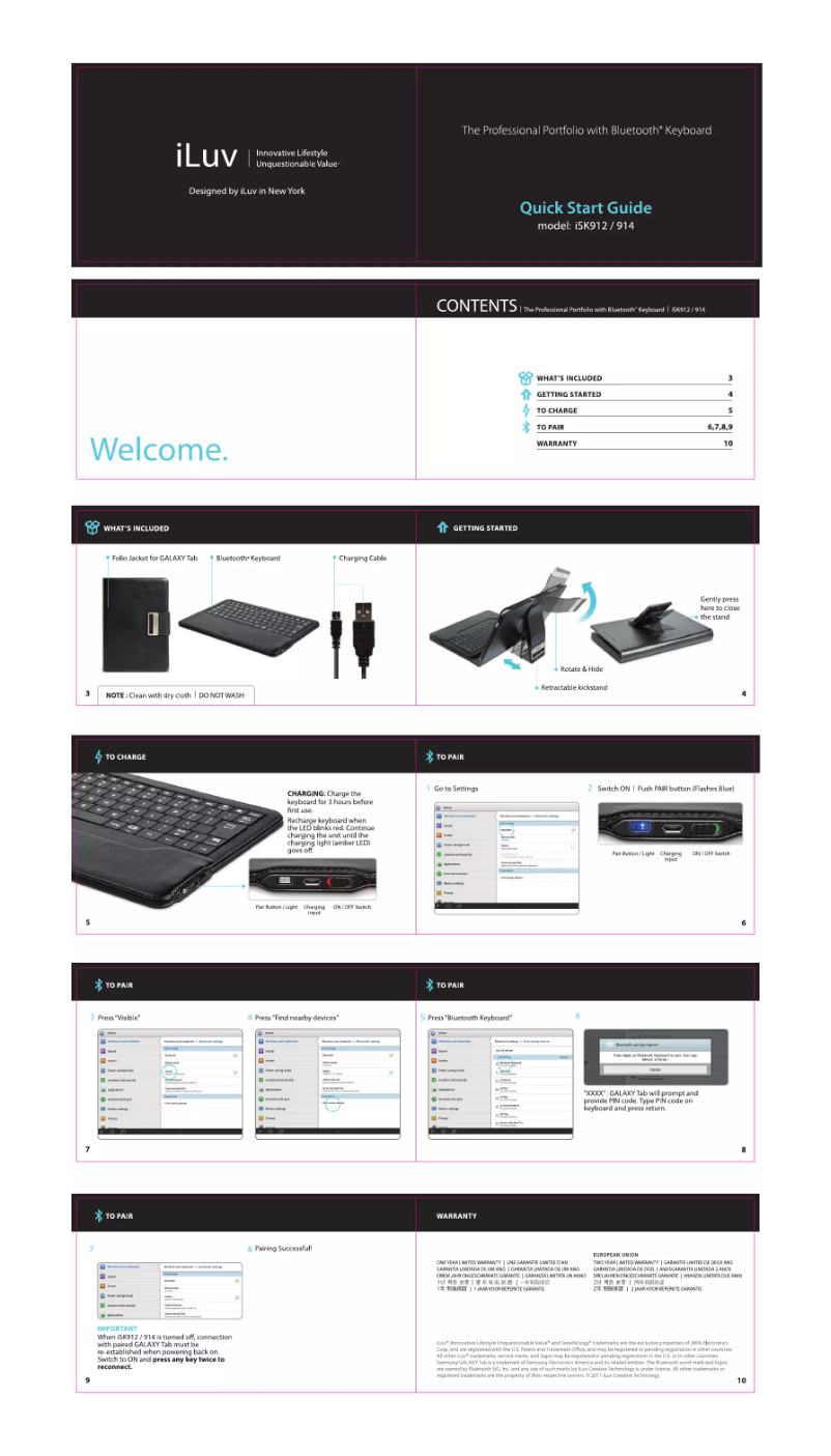Page n°1 - Manuel utilisateur iLuv ISK912