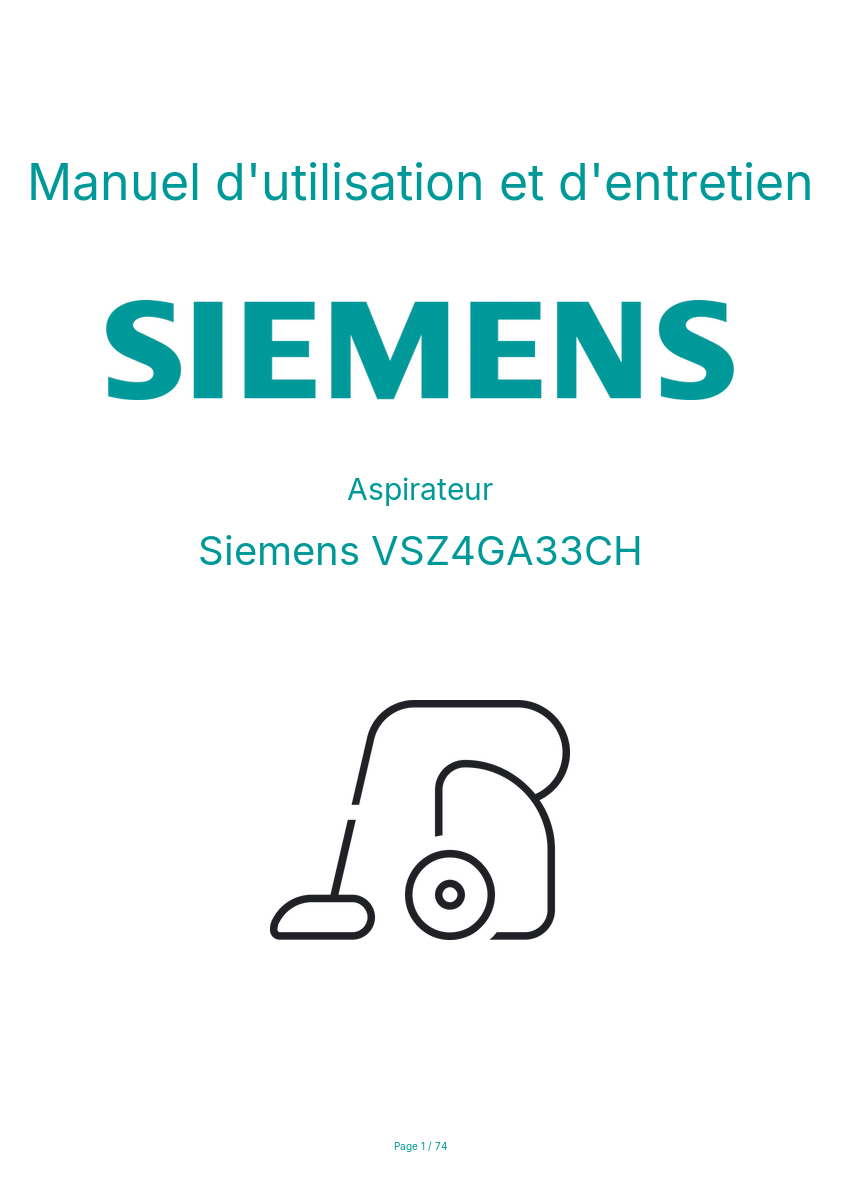Image de la première page du manuel de l'appareil VSZ4GA33CH