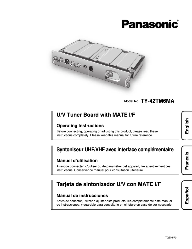 Page 1 de la notice Manuel utilisateur Panasonic TY-42TM6MA
