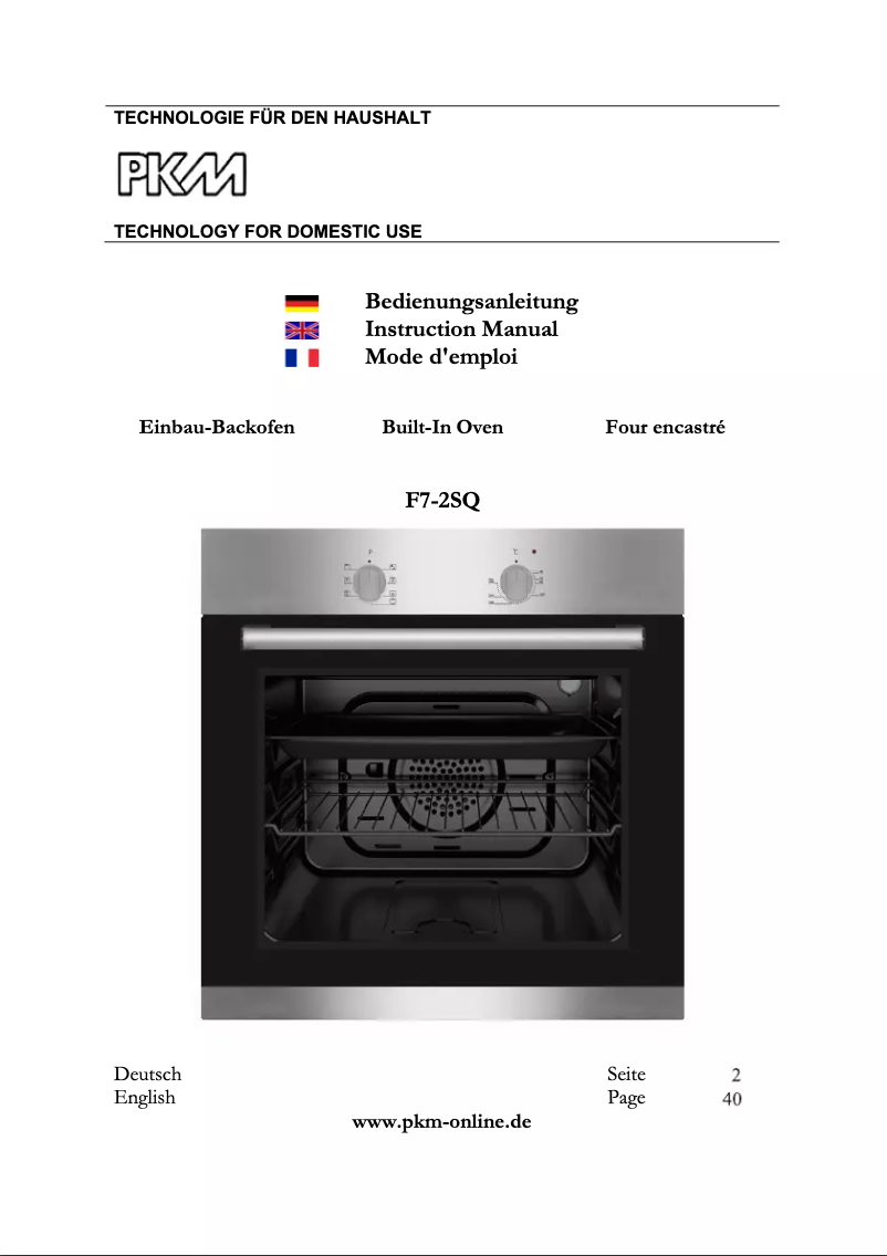 Page n°1 - Manuel utilisateur PKM F7-2SQ