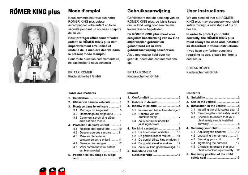Page n°1 - Manuel utilisateur Römer King